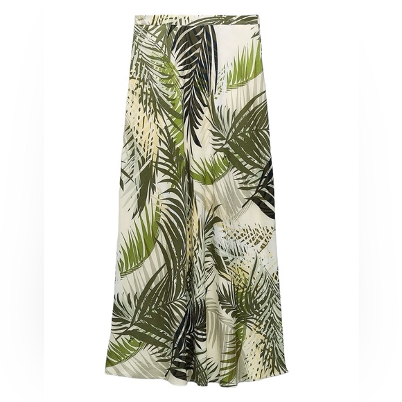 ZARA NWT High Waisted Tropical Flare Midi/ Maxi Skirt Size Large Zip Closure - Picture 9 of 11